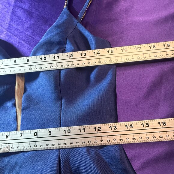 📌Speechless Navy Blue Embellished Rhinestone Straps Bridesmaid - Prom Dress - Picture 12 of 16